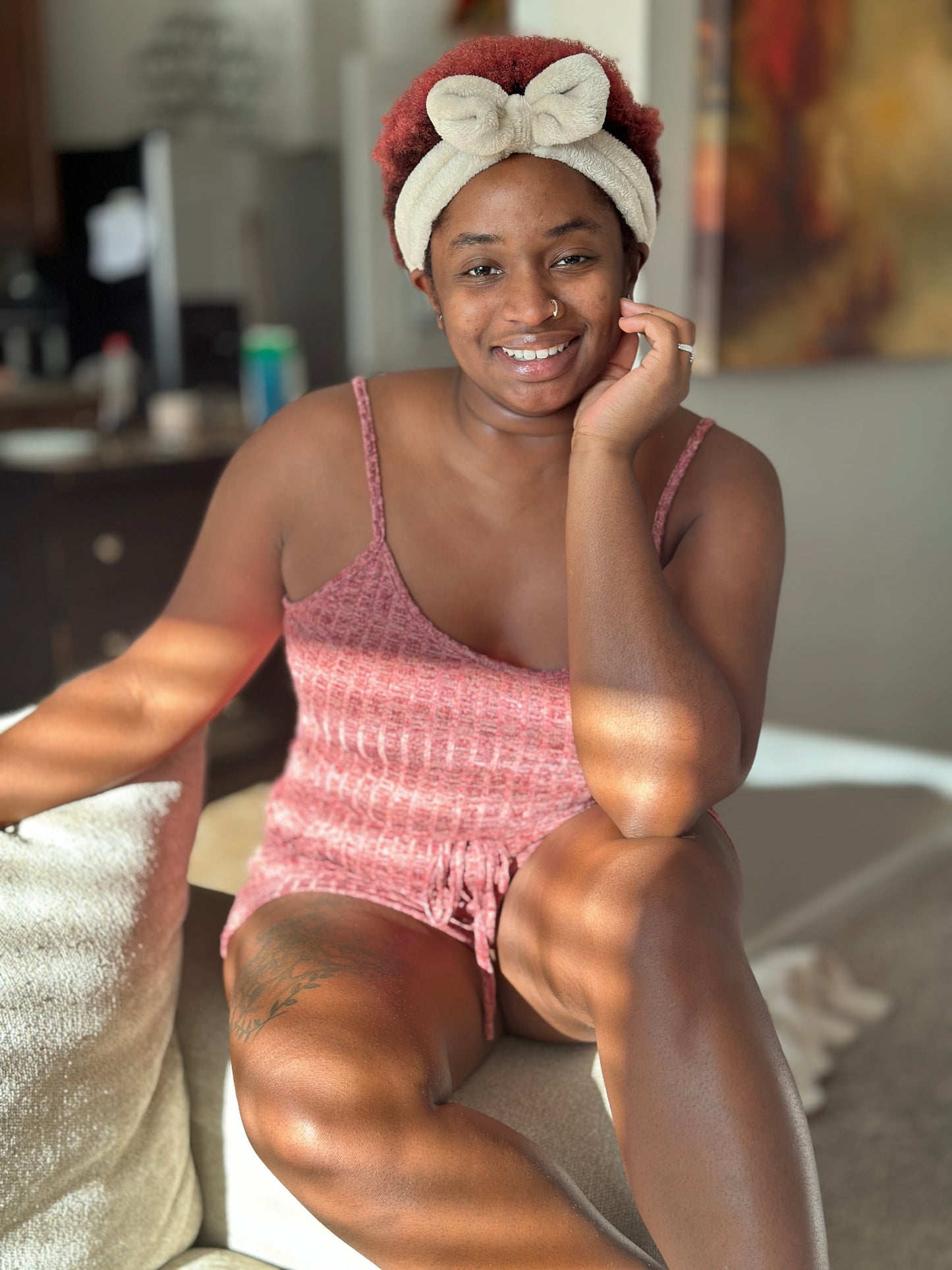 Dusty Rose Waffle Lounge Set