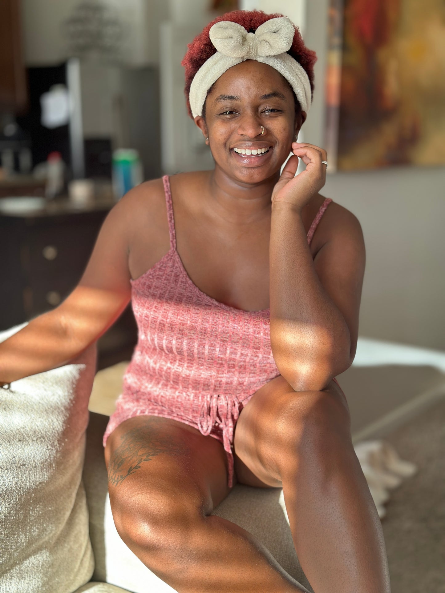 Dusty Rose Waffle Lounge Set