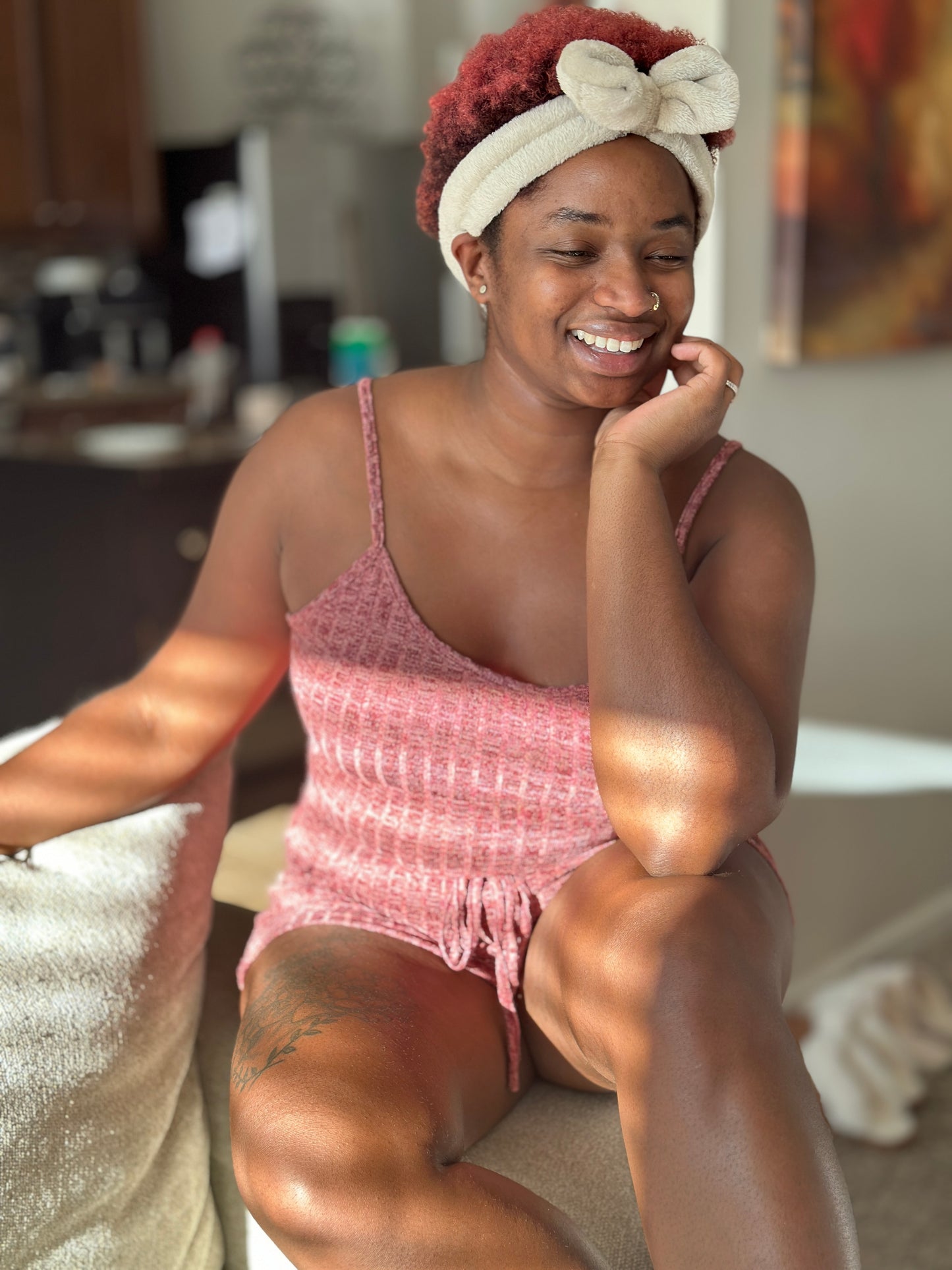 Dusty Rose Waffle Lounge Set