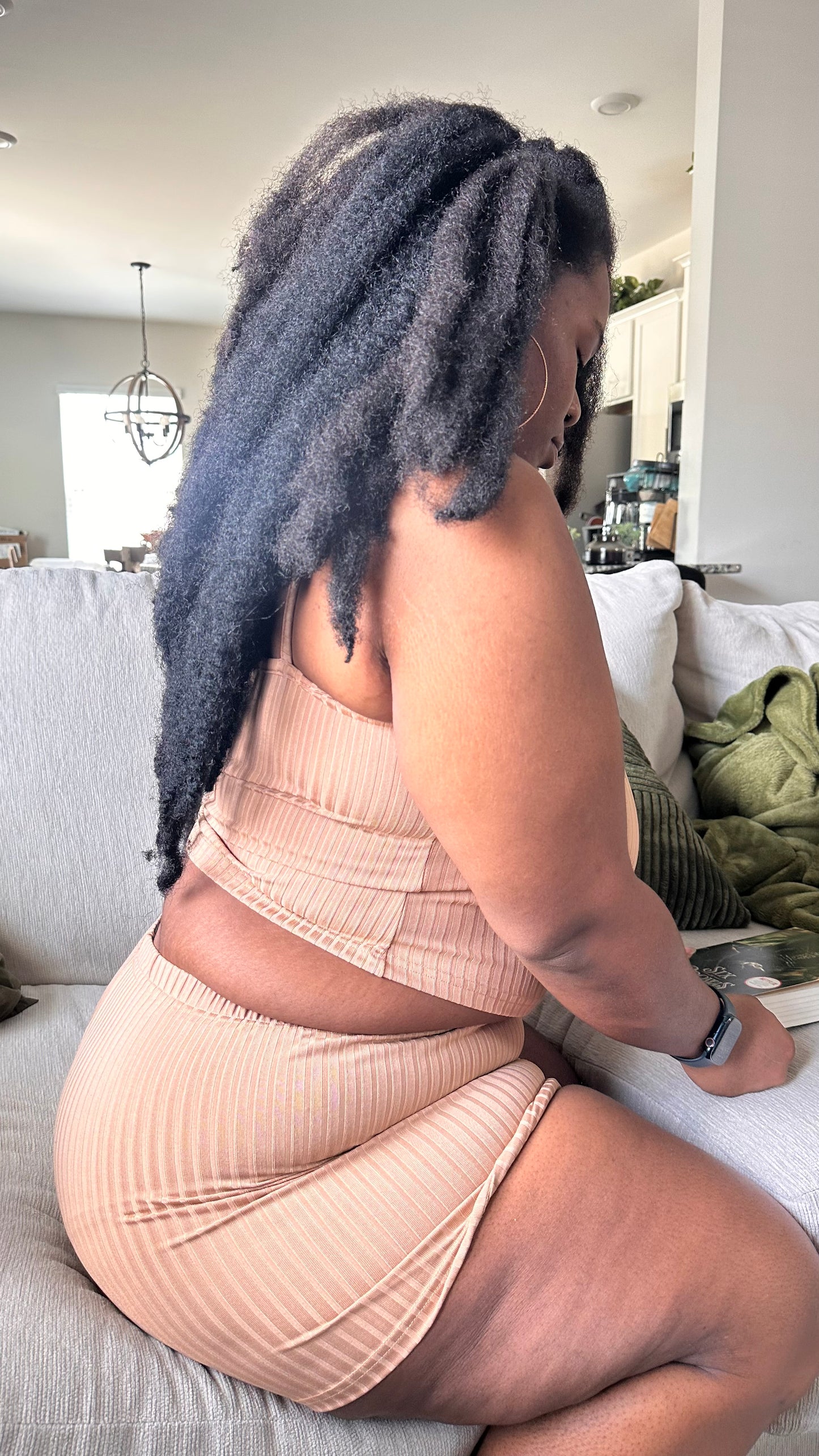Mocha Ribbed Lounge Set