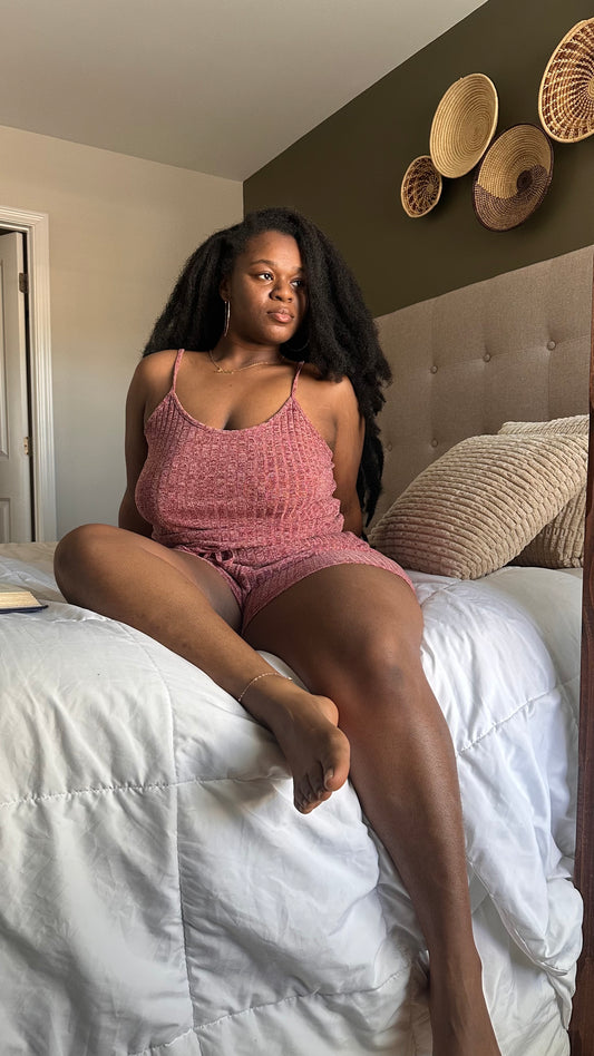 Dusty Rose Waffle Lounge Set