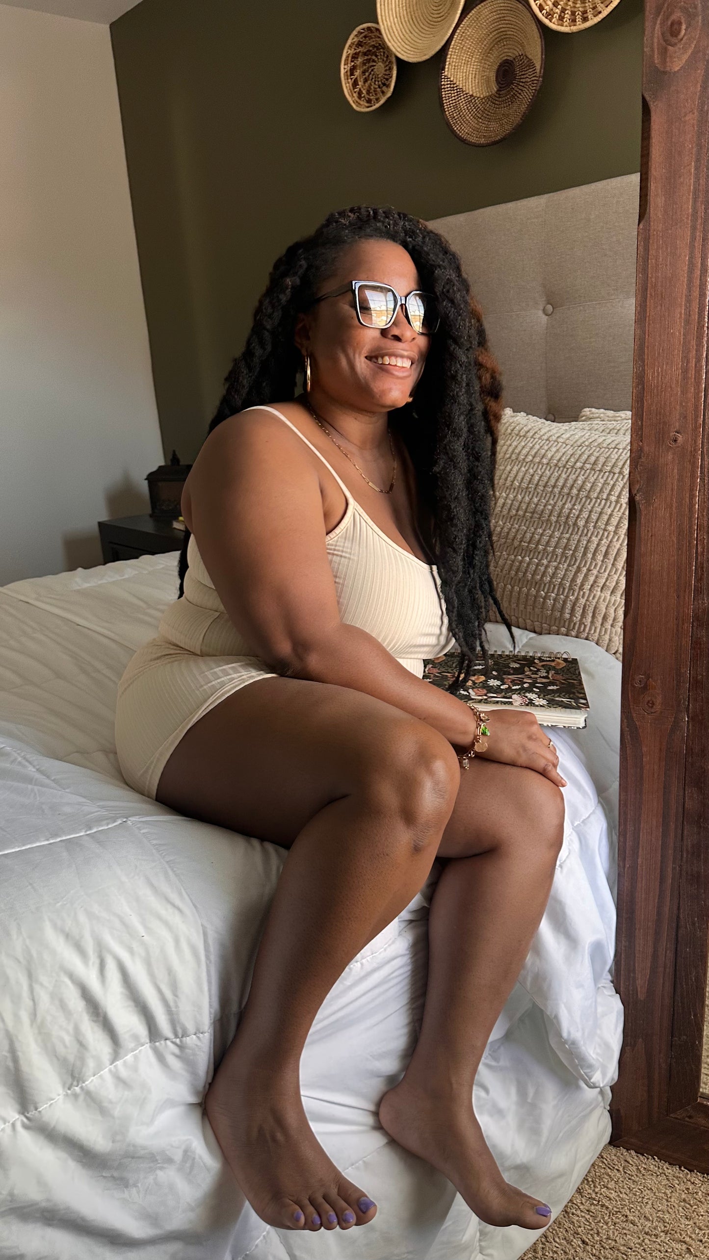 Cream Ribbed Lounge Set